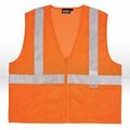 Erb Safety Vest, ANSI Class 2 Mesh Vest Hi-Viz Orange w/Reflective Tape - Matching Zipper, S15Z X-Large 14635